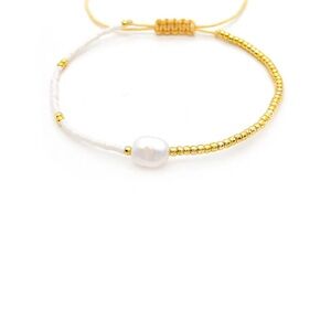 New Elegant Gold and White Beaded Bracelet